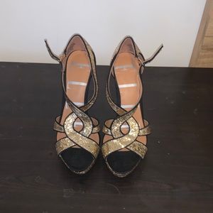 Gold and Black Sparkly Heels
